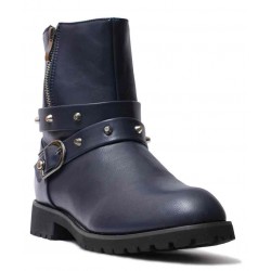 Navy Blue High Top Zip Up Shoes